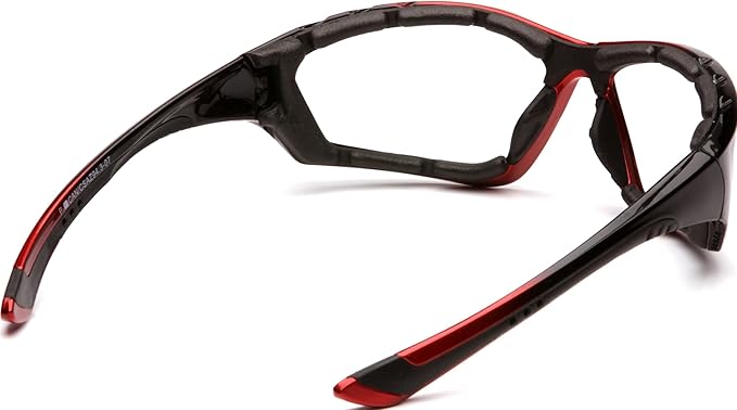 Pyramex SBR8710DTP Accurist Safety Glasses Clear Anti-fog Lens,Black/Red
