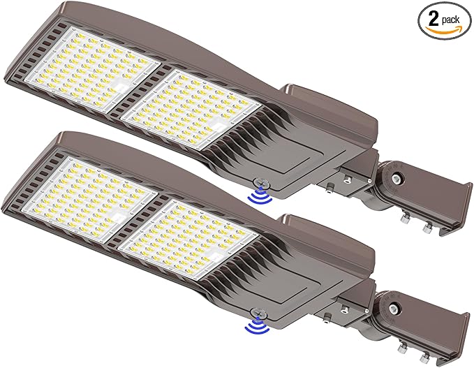 BBESTLED 2 Pack, 320W LED Pole Light Outdoor Dusk to Dawn 44800LM IP65 5000K Slip Fit Mount Area Street Pole Stadium Roadway Lighting 100-277VAC Input, Shoebox LED Light