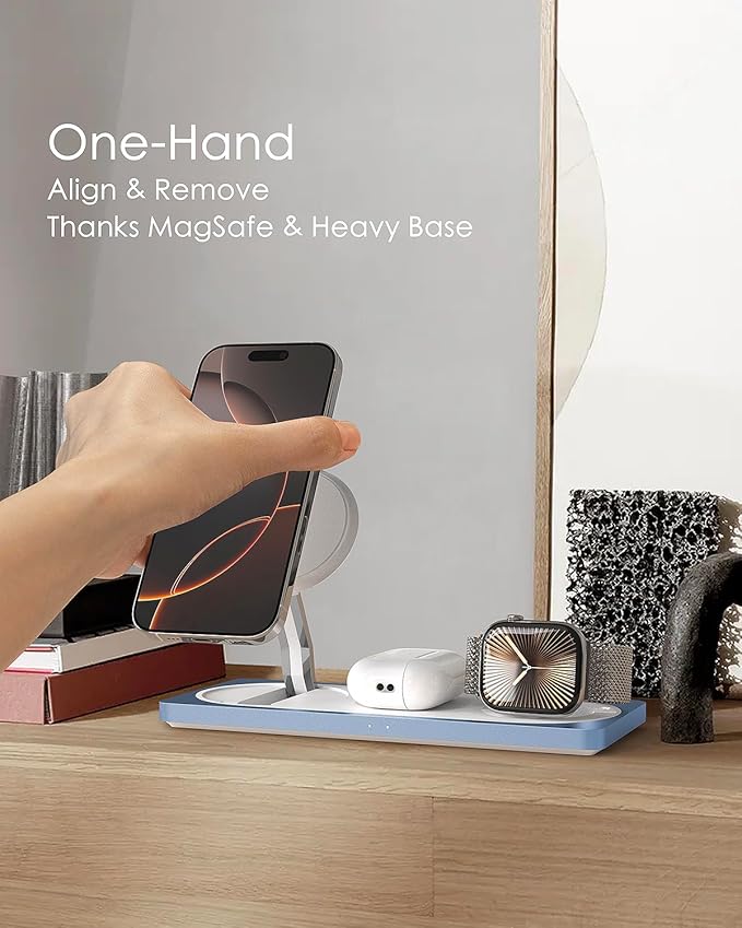 3-in-1 Charging Station for Apple Devices: Used for iPhone and Watch Charging Station with Magsafe Charger Stand, Wireless Charger for iPhone15/14/13/12, Apple Watch 1-9/Ultra, AirPods 3 Pro