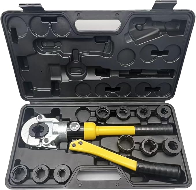 Plumbing Hydraulic Crimping Tools, Pro Press Copper Pipe Crimper Tool, Copper Tube Fittings Hydraulic Pipe Crimping Tool, With 11 Pairs of Dies