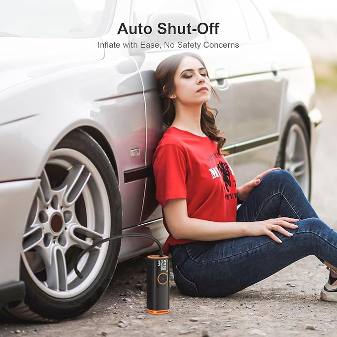 Tire Inflator Portable Air Compressor-160 PSI Car Tire Air Pump, Bike Pump with Gauge, Portable Tire Pump for Car, Bike, Motorcycle Tires, Balls, and More