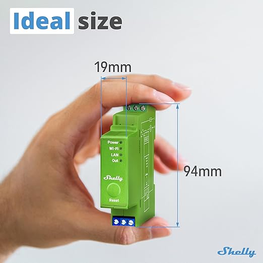 Shelly Pro Dimmer 1PM | Wi-Fi & LAN 1-Channel Smart Dimmer with Power Metering | Home Automation | Bluetooth Gateway | DIN Rail | Compatible with Alexa & Google Home | Dimmable Lights