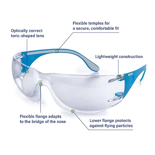 Adapt Moldex Safety Glasses (5002C-2), Clear Lens with Light Blue Temples, ANSI Z87.1 Certified, Anti-Fog, Scratch & UV Resistant, Unisex PPE Work Eyewear Protection for Men and Women (12-Pack)