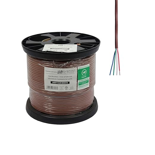 Syston 18/4 Thermostat Doorbell HVAC Heating Control Cable Wire, 100% Solid Copper Conductors CL3R/FT4/CMR Riser-Rated UL/ETL Listed, UV Resistant RoHS for Indoor/Outdoor Low Voltage Applications Use