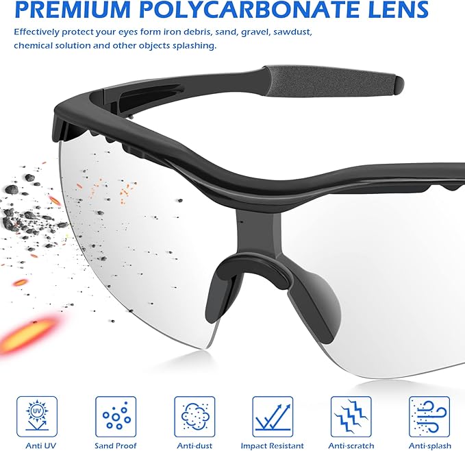 OXG 6 Pack Anti-Fog Safety Glasses, ANSI Z87+ Impact & Scratch Resistant Protective Eyewear for Work, Lab, Construction
