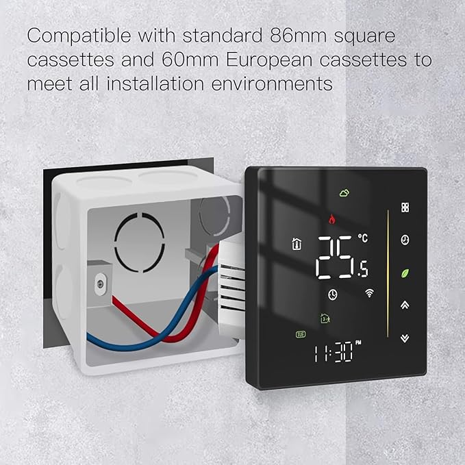 95 to 240V WiFi Smart Thermostat, Programmable Temperature Controller for Boiler Heating Black smart thermostat wifi thermostat smart thermostat for house