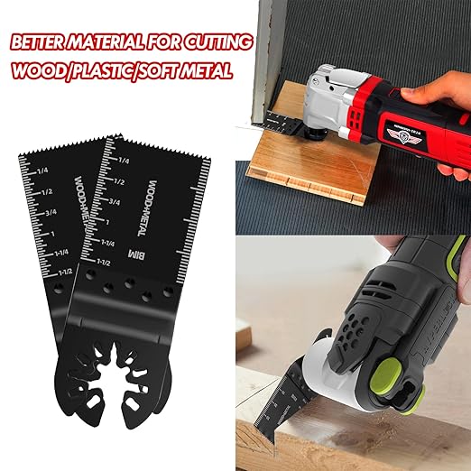50 Pcs Oscillating Tool Blades,Proffesional Multi Tool Blades Kits, Include 2 Pcs C-clip Adapter and 5 Pcs Sandpaper, 1-3/8" Fine Tooth Quick Release Wood Plastic Oscillating Saw Blades
