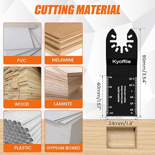 200Pcs Oscillating Multi Tool Blades Kit - 1-3/8" Quick Release Universal Saw Blades for Wood Plastic - Compatible With Ryobi Makita Bosch Craftsman