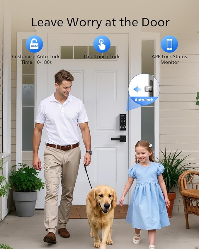 Philips WiFi Smart Lock with Handle, Fingerprint Keyless Entry Door Lock with WiFi Bridge, Smart Locks for Front Door with Handle Set, APP Remote Control, Work with Alexa&Google Assistant, Auto-Lock