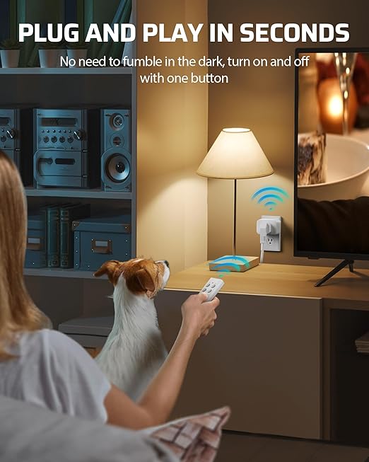 DEWENWILS Wireless Control Outlet, Programmable and Expandable Electrical Switch, 100FT Range, 125V/15A/1875W Light Switch, FCC Listed, 2 Remote and 5 Outlets