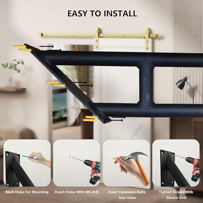 Stair Handrails for Outdoor Steps, U-Shaped Hand Railings for 1-2 Steps,Wall Mounted Stair Railing with 2 Anti-Skid Crossbar for Kids, Elderly, Pregnant Women, Disabled