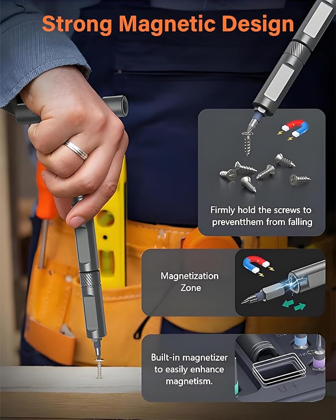 42 in 1 Ratchet Screwdriver Set, Magnetic Screwdriver Set, DIY Multi Bit Magnetic Drive Set with Detachable Ratchet Handle, Portable Compact Repair Tool Kit for Furniture Computer Bicycle, Orange