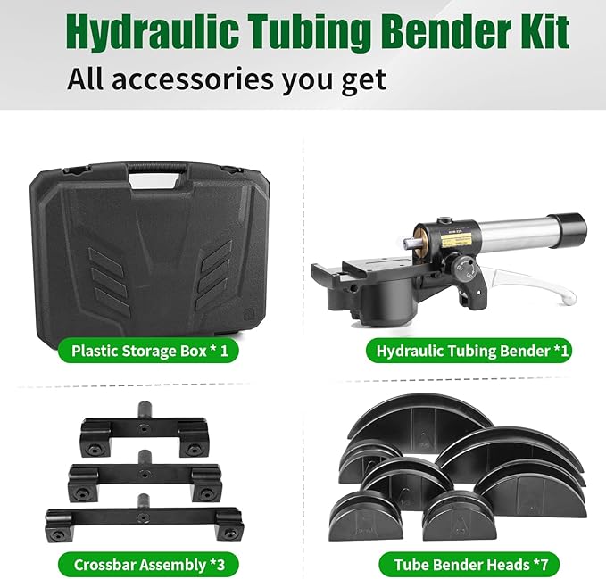 Super Stars Hydraulic Tubing Pipe Bender Kit 1/4in–7/8in - HVAC Copper Pipe Bender with 7 Aluminum Dies - 90 Degree Pipe Bending Tool for Air Conditioner and Refrigerator Repair