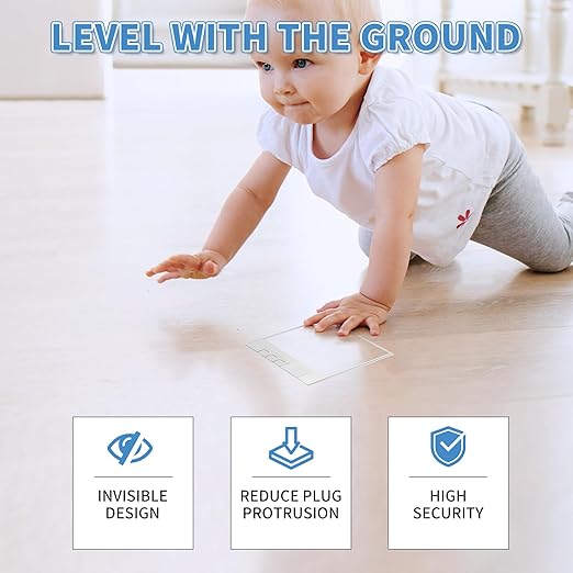 Vagueior Recessed Flat Hidden Floor Electrical Outlet Kit,Hidden Duplex 15A Tamper-Resistant Receptacle Outlet and 2.1A USB Port，Waterproof Electrical Outlet Covcer Box,Silver