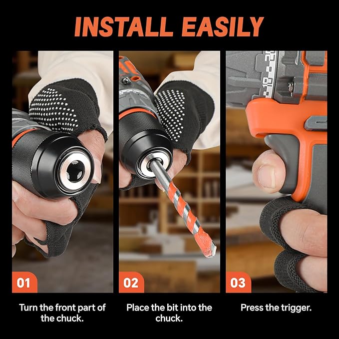 Cordless Drill Driver Kit, 20V High Performance, 1/2'' Keyless Chuck, 2×4.0 Ah Li-ion Battery, 2 Variable Speed Control, 20+1 Torque Setting, Versatile Drills For Electric Drilling and Screwing