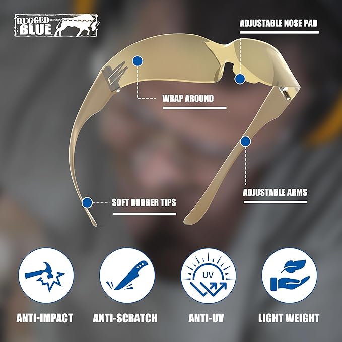 Work Safety Glasses For Men | Ansi Z87 Certified Safety Goggles For Shooting Range | Anti-Scratch Outdoor Glass