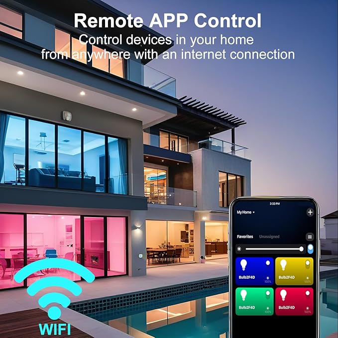 luckystyle Smart Light Bulbs, 9W A19 E26 800LM WiFi Bluetooth LED Bulbs Compatible with Alexa, Google Assistant & Home, 16 Million Colors Music Sync Color Changing Dimmable RGBWW Lights Bulb (4)