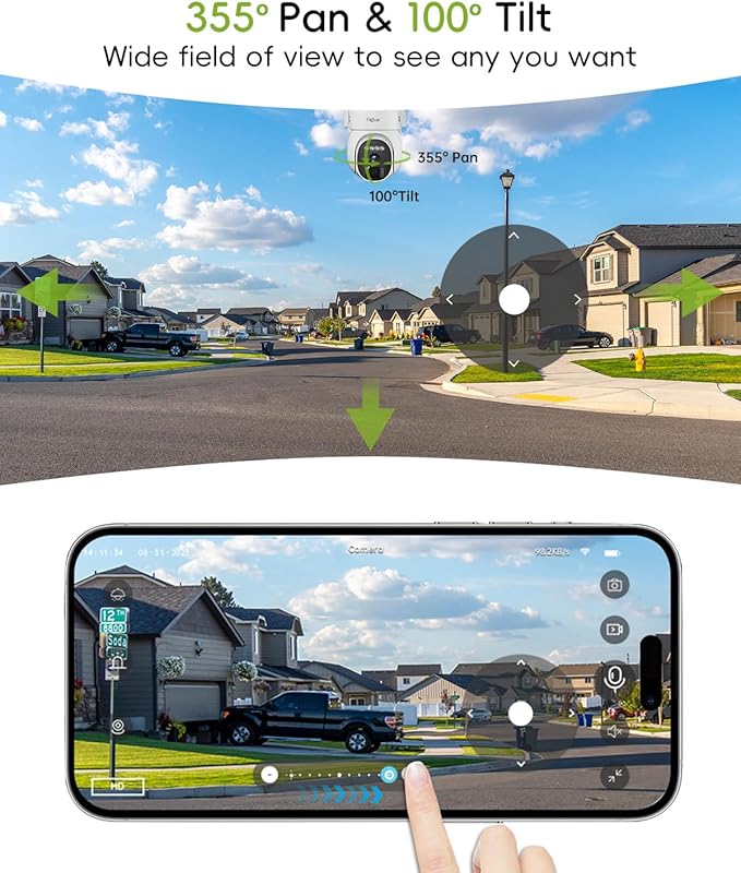 2.4G/5G Security Cameras Wireless Outdoor, 2K Solar Camera for Home Security, Battery Powered, 360° PTZ/Color Night Vision/2Way Talk/Compatible with Alexa/IP66 Waterproof