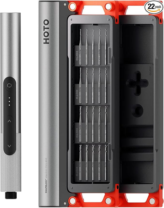 HOTO SNAPBLOQ™ D-A03 Electric Mini Drill Pen with 20 Bits, Brushless Motor, 3-Speed USB-C Rechargeable Electric Hand Drill, Power Tool for PCB, Jewelry Making, Wood, Plastic, DIY, 3D Printer