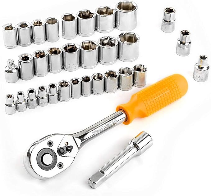 DEKOPRO 128 Piece Tool Set-General Household Hand Tool Kit, Auto Repair Tool Set, with Plastic Toolbox Storage Case