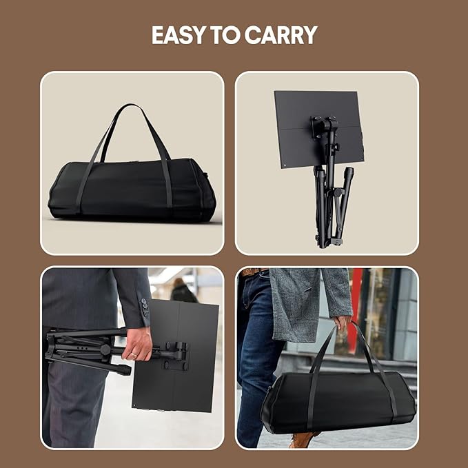 KOOV Projector Stand Adjustable Height 20" to 61", Foldable Projector Tripod Stand with Mouse Tray & Phone Holder, Portable Laptop Floor Stand for Office Home Stage Studio DJ Racks Podium Stand