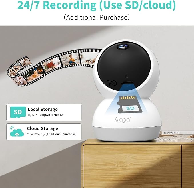 2K Indoor Security Camera, AI Human & Pet Motion, 2.4/5 GHz, 360° Pan Tilt, Night Vision, 2 Way Audio, Compatible with Alexa & Google Assistant (64GB TF Card)