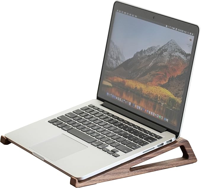 muso wood Laptop Stand for Desk, Walnut Laptop Riser, Ergonomic Wooden Laptop Ventilated Stand with 10 to 17.3 Inches Notebook PC Computer - Walnut