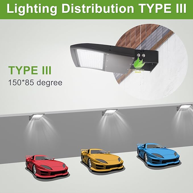 480V 150W High Voltage LED Shoebox Lights, LED Parking Lot Lighting, AC 277-480V LED Pole Area Lights, 450W MH/HPS Equiv, 5000K, Surge Protection Included, DLC UL Certified Trunnion Mount