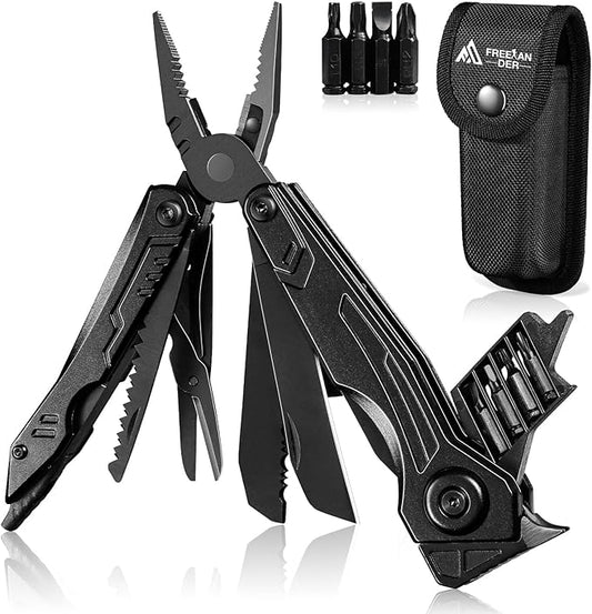 Freelander 20-in-1 Multitool, Multi Tool Pocket Knife with Screwdriver, Bottle Opener, Nylon Sheath and Pocket Clip, Needle Nose Pliers, EDC Multi-Tool Gear Gift for Him, Men