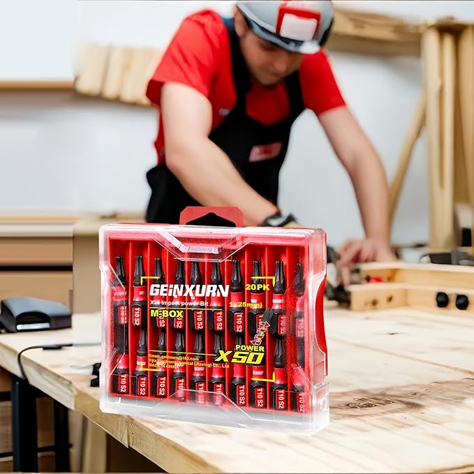 20Pieces 1 In. T10 Impact Tough Magnetic Screwdriver Bit Set, #10 Torx Head Insert Bits, S2 Alloy Steel Star Bits with 1Pc Impact Bit Holder and Storage M-Box