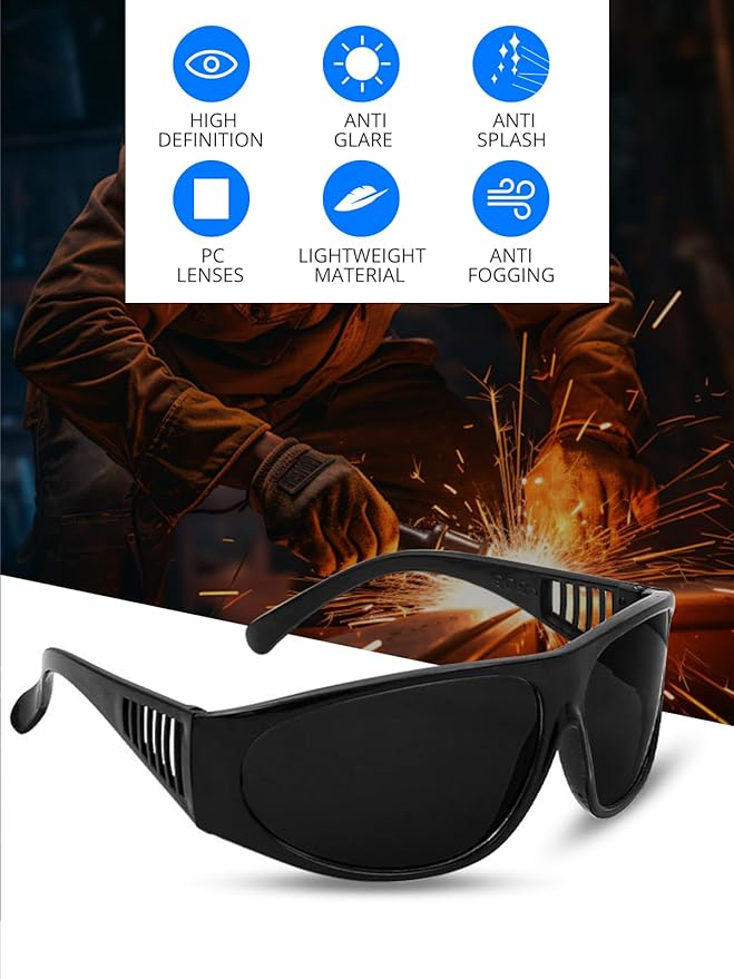 Welding Glasses, Anti-scratch Welding Goggles, Wrap-around Safety Glasses, UV Protection, Welding Glasses for Men Eye Protection