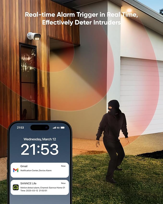 SANNCE 5MP PoE Security System, 8CH 6MP Surveillance NVR with 4PCS 5MP HD Weatherproof Dome Cameras with H.265 Video Compression, Smart IR LED, APP Push Alert, Remote Access (2TB HDD)