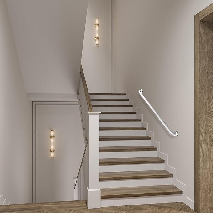 Shower Grab Bar, 2 Pack 39.4 Inch White Bathroom Grab Bar, 1.25" Diameter 304 Stainless Steel Anti-Slip Grab Bars for Bathtubs and Showers, Handicap Shower Grab Bar for Seniors Elderly