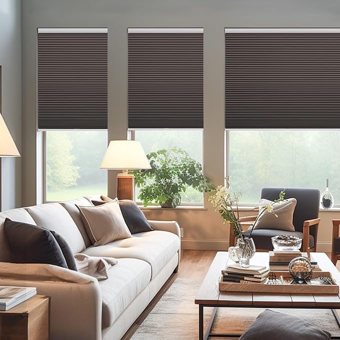 Changshade Cordless Cellular Shades, Blackout Honeycomb Shades for Windows, Pull Down Pleated Blinds, Easy to Install for Indoor Windows and French Doors,50" W x 72" H, Taupe