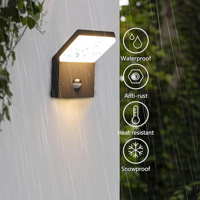 Lustrlach Motion Sensor Light Outdoor Porch Light Fxiture Exterior LED Modern Outside Wall Mount Sconce with IP54 Waterproof for House Garage Patio Garden,1800LM,3000K