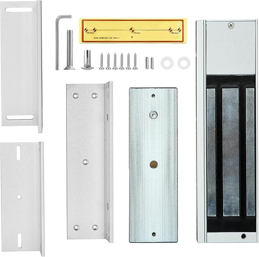 Mag Lock 1200LBS Holding Force Electromagnetic Commercial Lock 12V LED Indicator When Closed NO/NC Options,for Access Control System with Aluminum L&Z Brackets (W-1200LBS Lock+Z L Bracket)