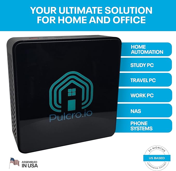 Home Assistant | Pulcro TK Two Mini PC | N100 CPU, 16GB DDR4 RAM, 256GB M2 SSD, 4K HDMI+DisplayPort+USB Support, 4X USB, 2.5Gbps Ethernet, WiFi, BT | Smart Home Automation Hub