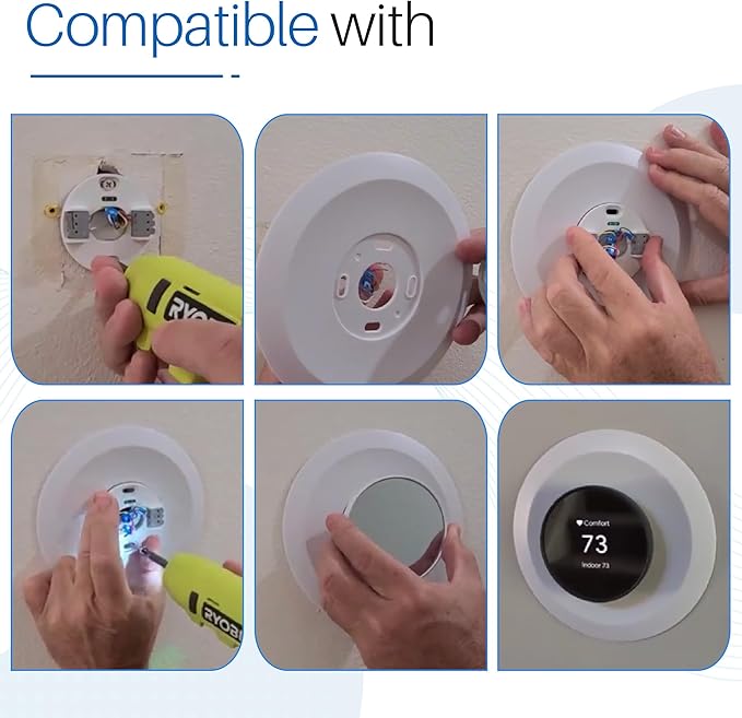 Wall Plate Cover Compatible with Google Nest Thermostat 2020,For Google Nest Thermostat Wall Plate, Nest Thermostat Trim Kit Accessory,Fingerprint Resistant | Easy Installation |White 2pc