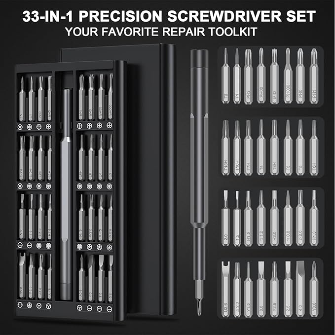Tanson Precision Screwdriver Set 33-In-1 Small Screwdriver Set,Mini Screwdriver Kit Magnetic Professional Electronic Repair Tool for PC,Computer,Laptop,Iphone,Cell Phone,MacBook,Tablet,Watch,Glasses