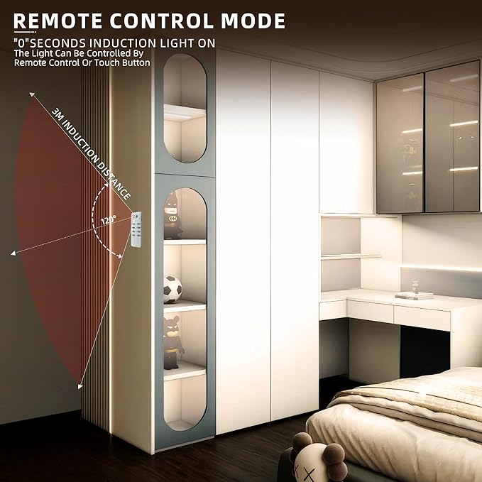 66 LED Under Cabinet Lights Wireless with Full Lighting,Rechargeable Closet Lights with Remote and Motion Sensor Indoor,Under Counter Light with CCT and Dimmable for Kitchen,Stair(5 Pack,7.87inch)