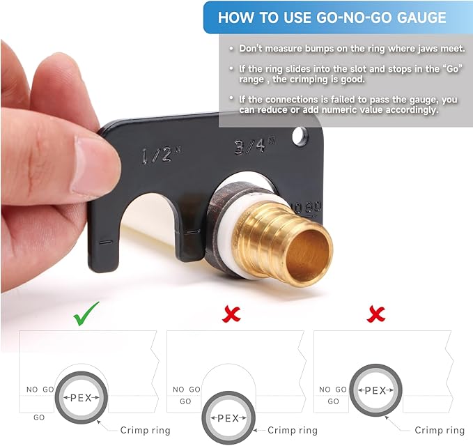 iCrimp Pex Pipe Crimping Tool, Plumbing Tool with Convertible 1/2" and 3/4" Jaws for Copper Ring, Meets ASTM 1807 Standard IWS-1234N