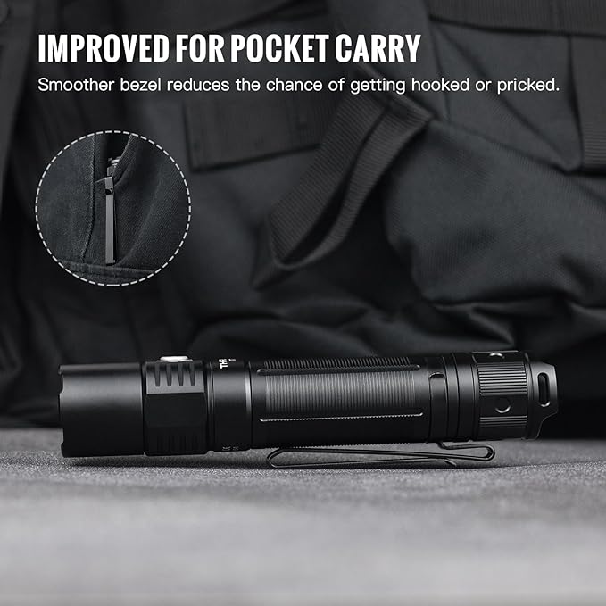 ThruNite TT20 Tactical Dual Switch LED Flashlight, High 2010 Lumens, Long 305 Meters Beam Distance, USB-C Rechargeable Flashlight Compact for Hunting, Hiking - Black CW