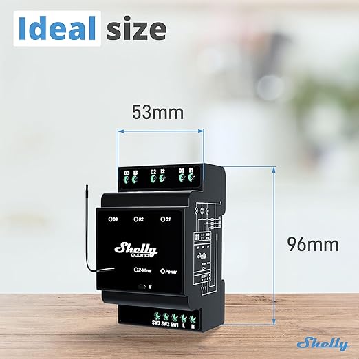 Shelly Wave Pro 3 US LR | Z-Wave Long Range 3-Channel Smart Relay Switch with Dry Contacts| DIN-Rail | Home Automation | High Compatibility | Easy Installation | iOS Android App