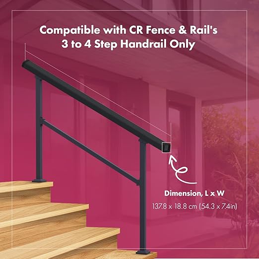 CHR Fence & Rail 3 to 4 Step Handrail Sleeve, Top Hand Rails for Outdoor Steps Cover, Heat Protection Cover for Railings for Outdoor Steps & Deck Hand Rail