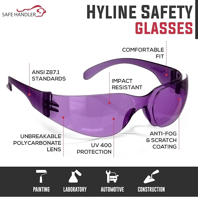 Hyline Anti-Fog Color Safety Glasses Variety, Impact Resistant, Polycarbonate, Anti-Scratch