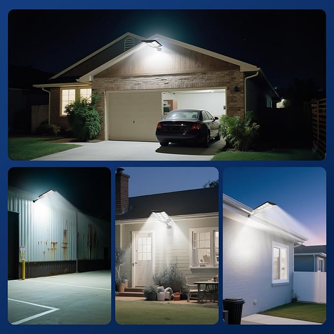 Solar Street Lights Outdoor, 10000K Super Bright LED, Waterproof IP65, Motion Sensor, Dusk to Dawn, Easy Install for Yard, Parking Lot, Commercial Area, Security Light for Outside, 2 Pack