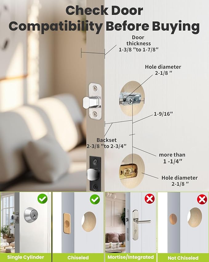 Keyless-Entry Deadbolt Smart Lock with Handle Set Waterproof IP56 Digital Exterior Locks for Front Door, WiFi Smartphone Control Fingerprint Door Lock with Keypad and Key Fob,Venetian Bronze