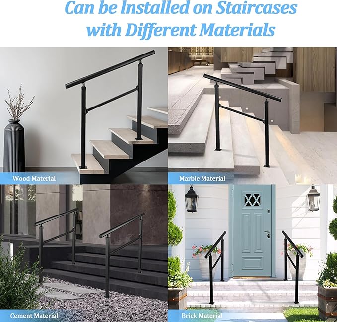 Modern Adjustable Handrails for Stairs and Outdoor Balcony - Ensure Safety and Style, Durable Construction, Weather-Resistant, Ideal for Stair Railing Porch 3 Step