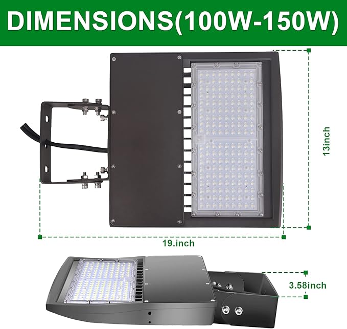 OSTEK LED Parking Lot Lights 150W LED Shoebox Street Pole Lighting, Waterproof 21000LM Outdoor Commercial Area Road Lighting 5000K 100-277V DLC UL