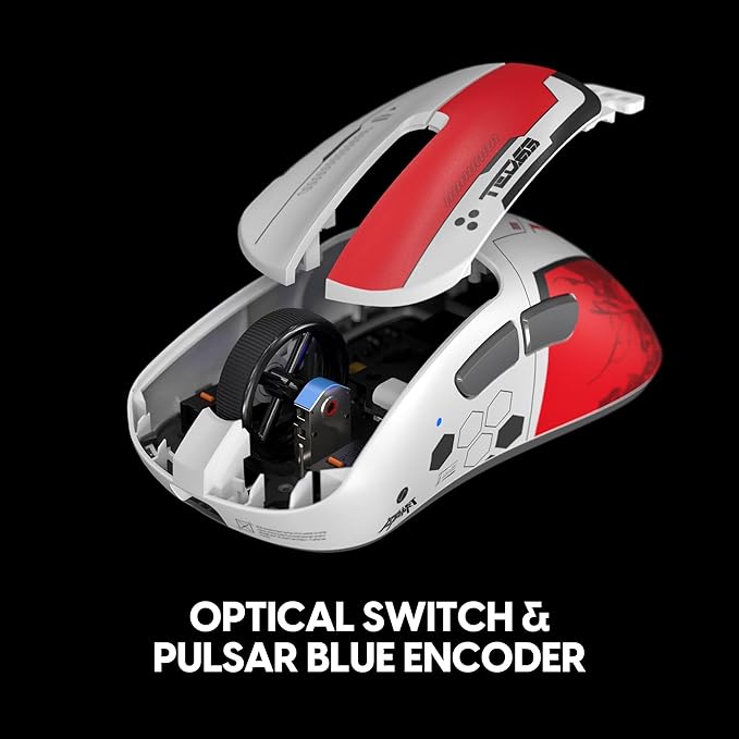Pulsar x Quiccs Limited Edition - Xlite v4 Wireless Gaming Mouse, Ultra Lightweight 1.9 oz (54g), Ergonomic, Optical Switch, 32000 DPI, 750 IPS, XS-1 Sensor, 8k Compatible (Medium)